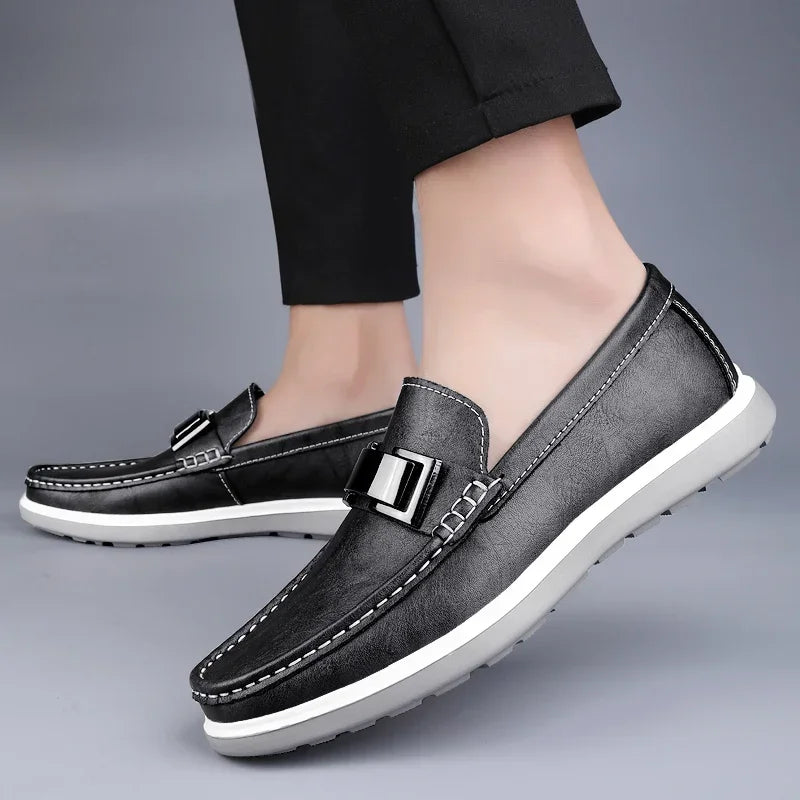Men's Leather Casual Slip-On Loafers – Stylish and Comfortable Slip On