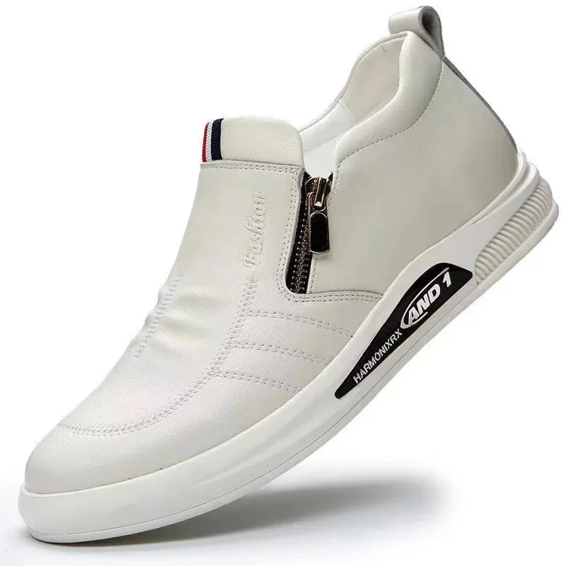 Men's Casual Faux Leather Side Zip Sneakers