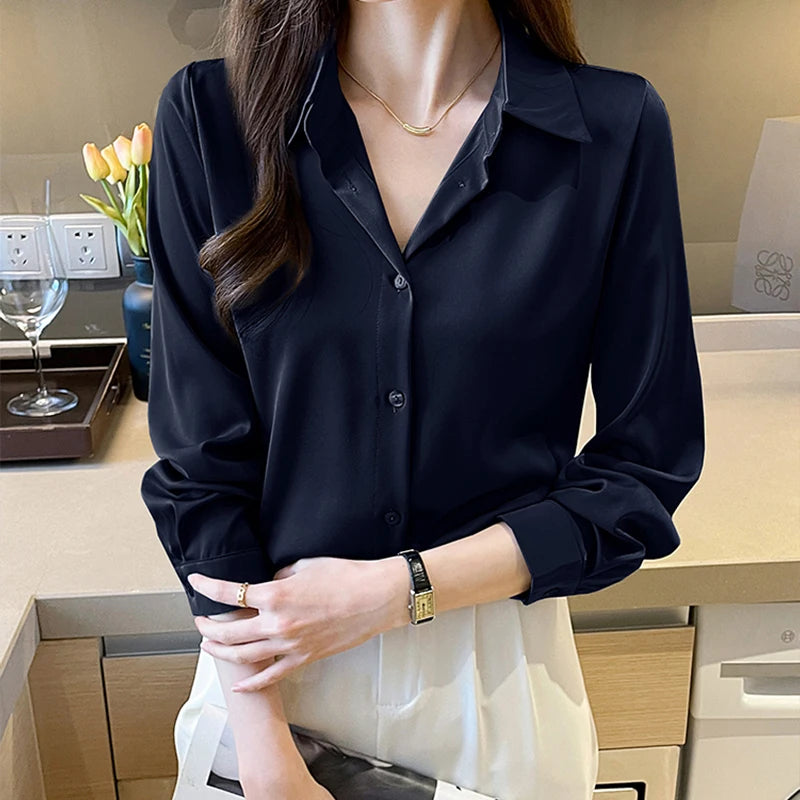 Long Sleeve Satin Shirt for Women