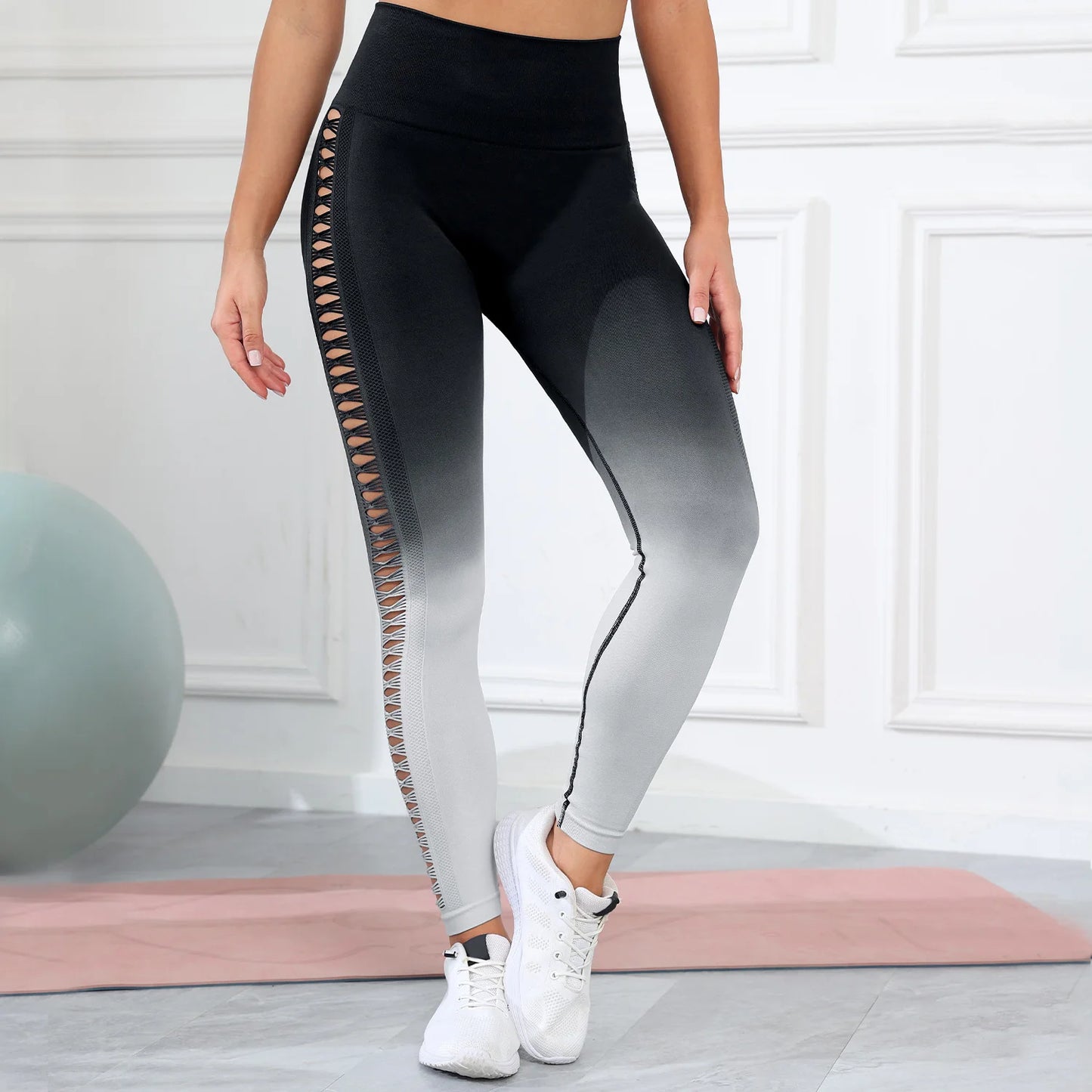 Women's High-Waisted Mesh Yoga Leggings - Various Colors