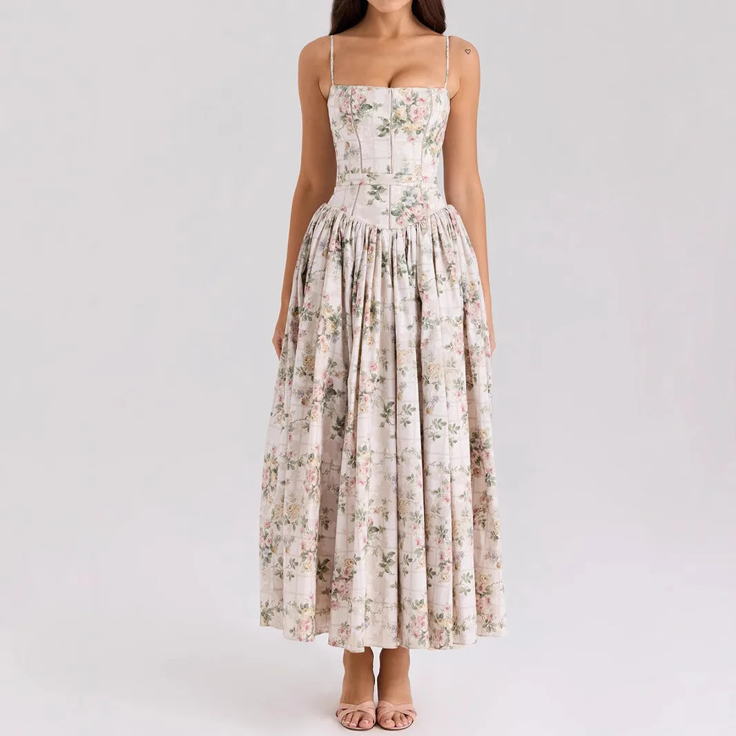 Elegant Women's Midi Dress with Floral Print