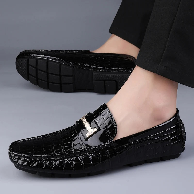 Men's Genuine Leather Slip-On Loafers – Stylish & Comfortable Dress Shoes for Men