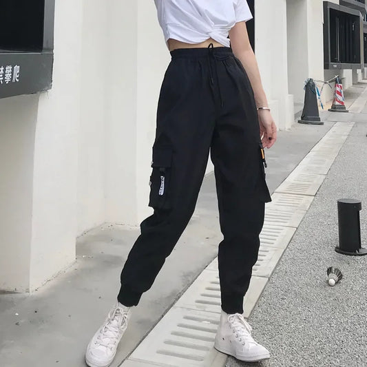 High-Waist Women's Joggers with Side Pockets - Comfortable Loose Fit for Everyday Wear