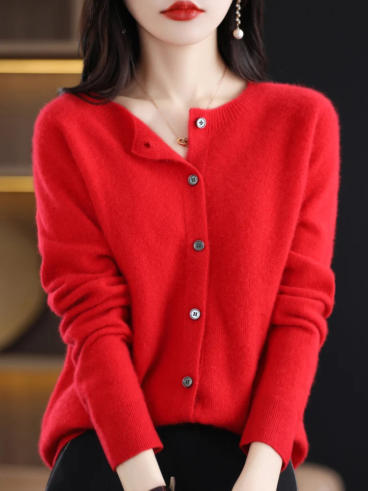 Women's Long Sleeve Merino Wool Cardigan