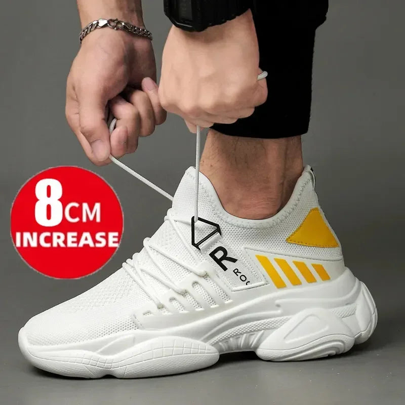 Men's Elevator Sneakers with 8cm Height-Increasing Insole – Breathable Mesh Design