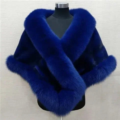 Women's Faux Fur Shawl Jacket - Thick, Warm, and Stylish Faux Fur Wrap
