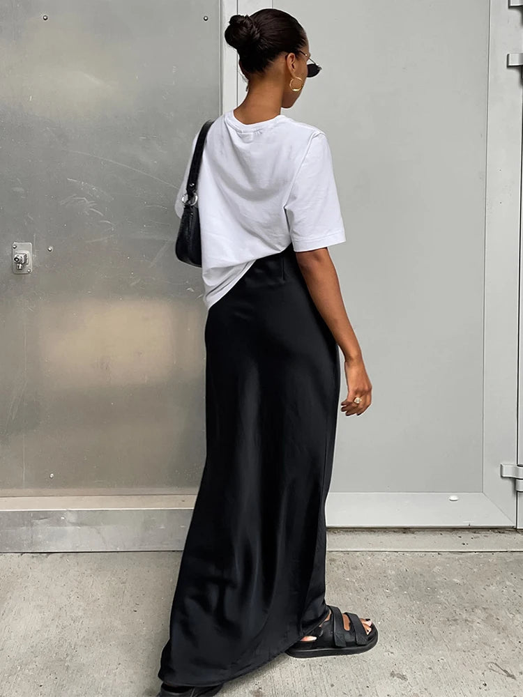 Women's Satin High Waist Pencil Skirt – Slim Fit Maxi Skirt