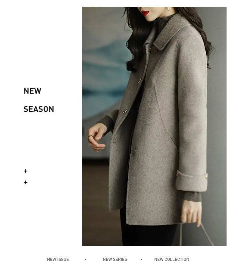 Women's Thickened Mid-Length Woolen Coat - Korean Style Wool Blend Outerwear