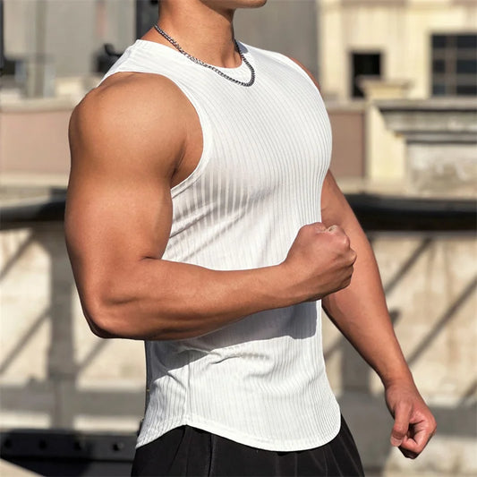 Men's Elastic Striped Tank Top