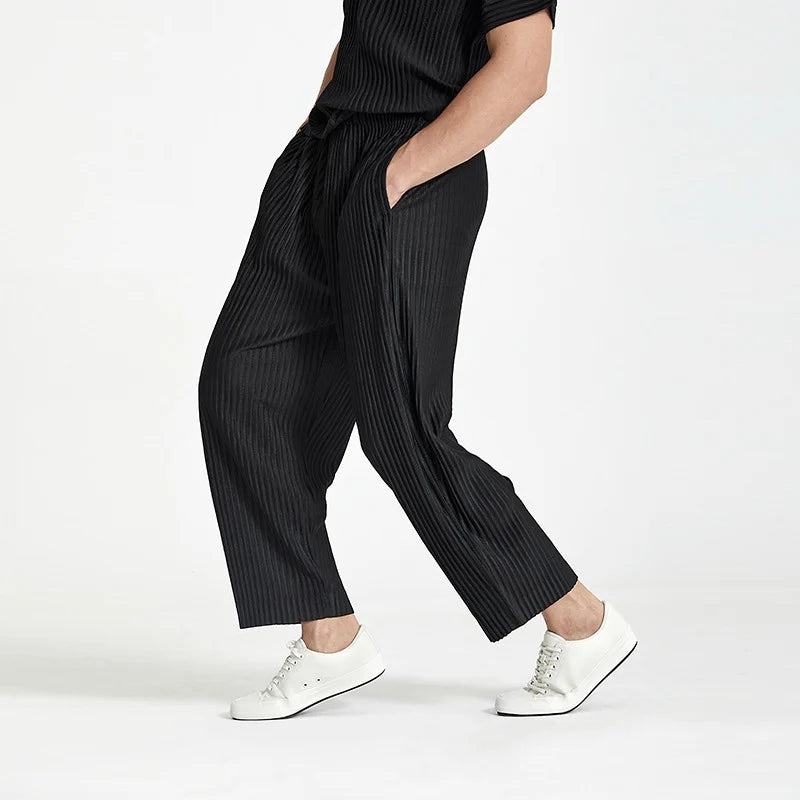 Men's Casual Straight Fit Pleated Pants