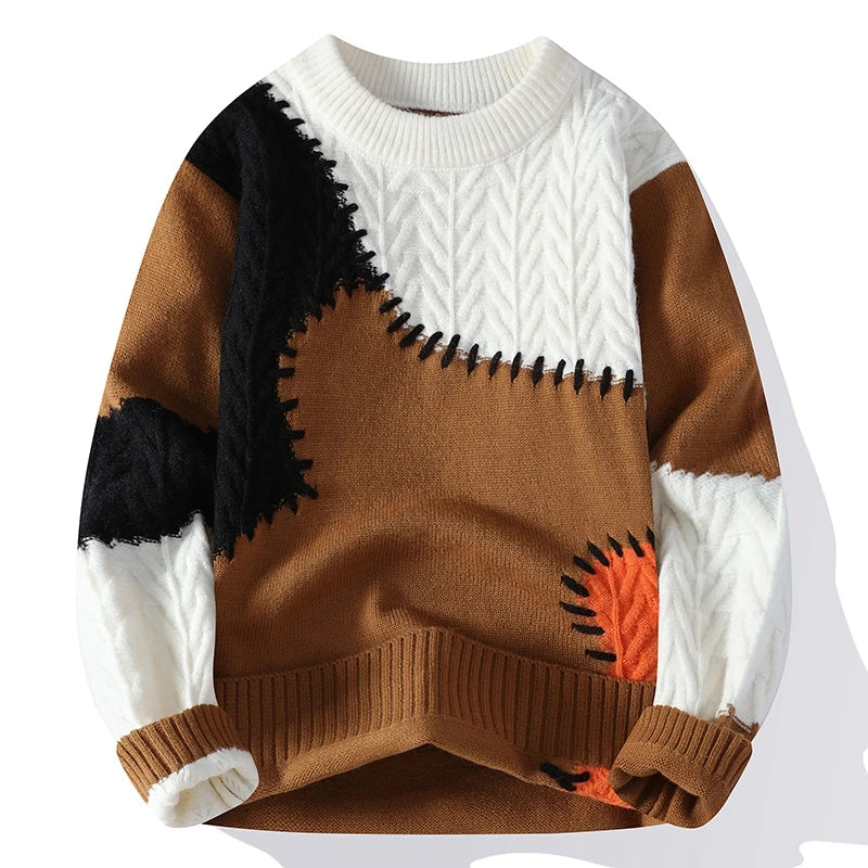 Men's Loose Fit Faux Mink Round Neck Sweater