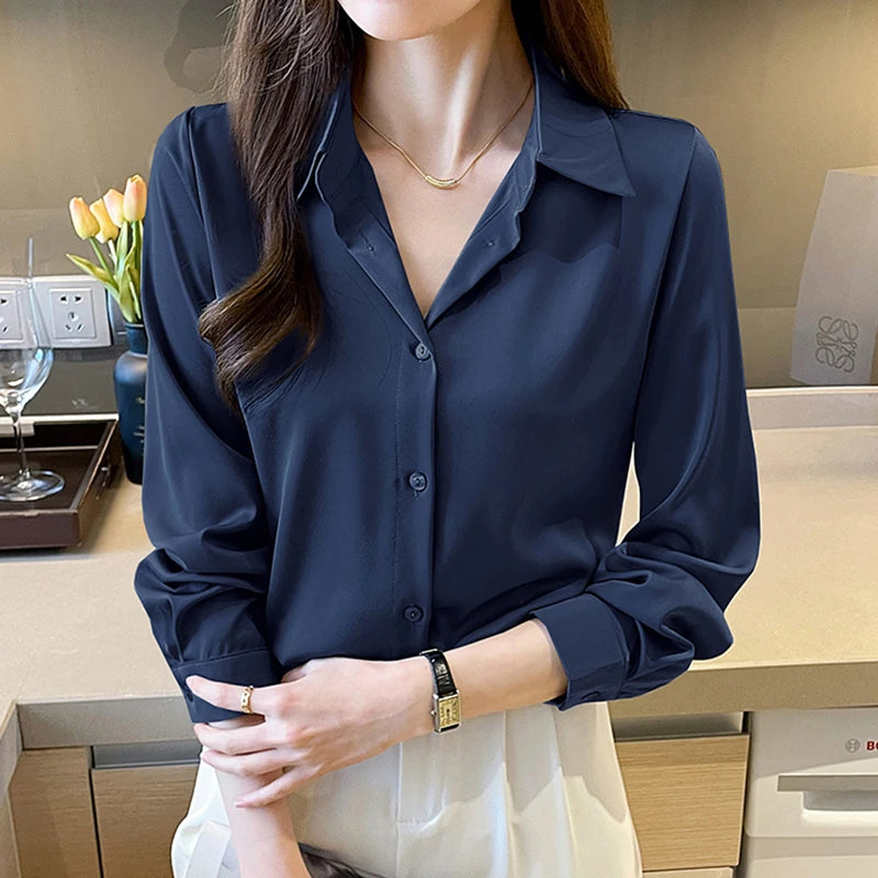 Long Sleeve Satin Shirt for Women