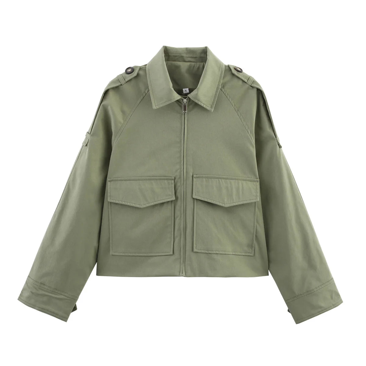 Women's Long Sleeve Casual Jacket with Front Zip Pockets
