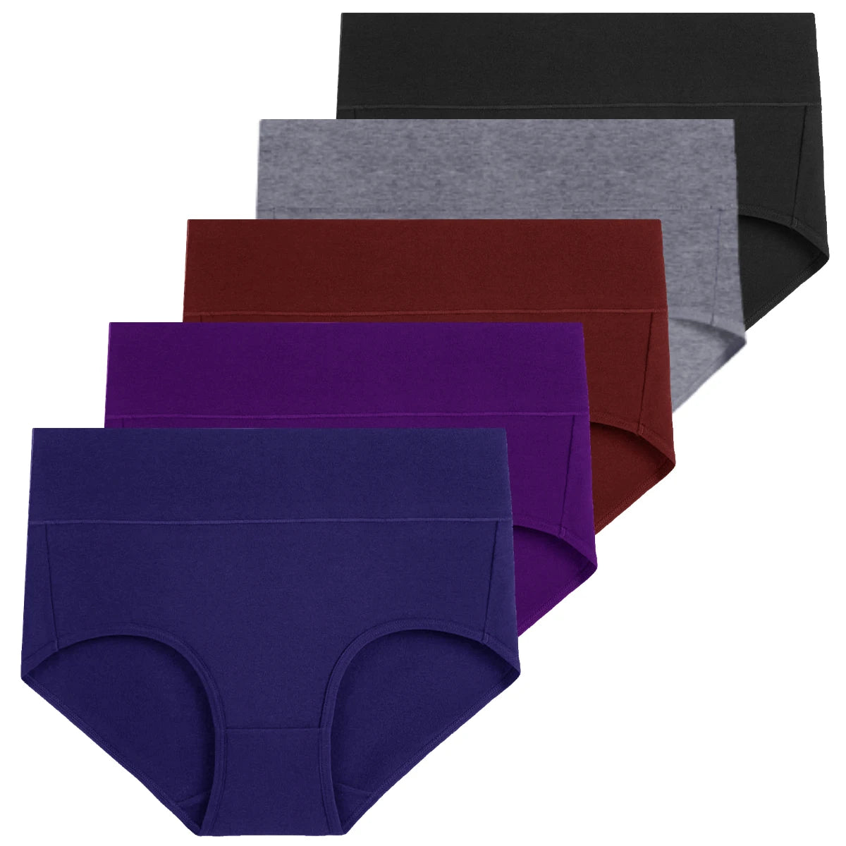 5-Piece Women's Breathable Cotton High-Cut Belly Control Panties