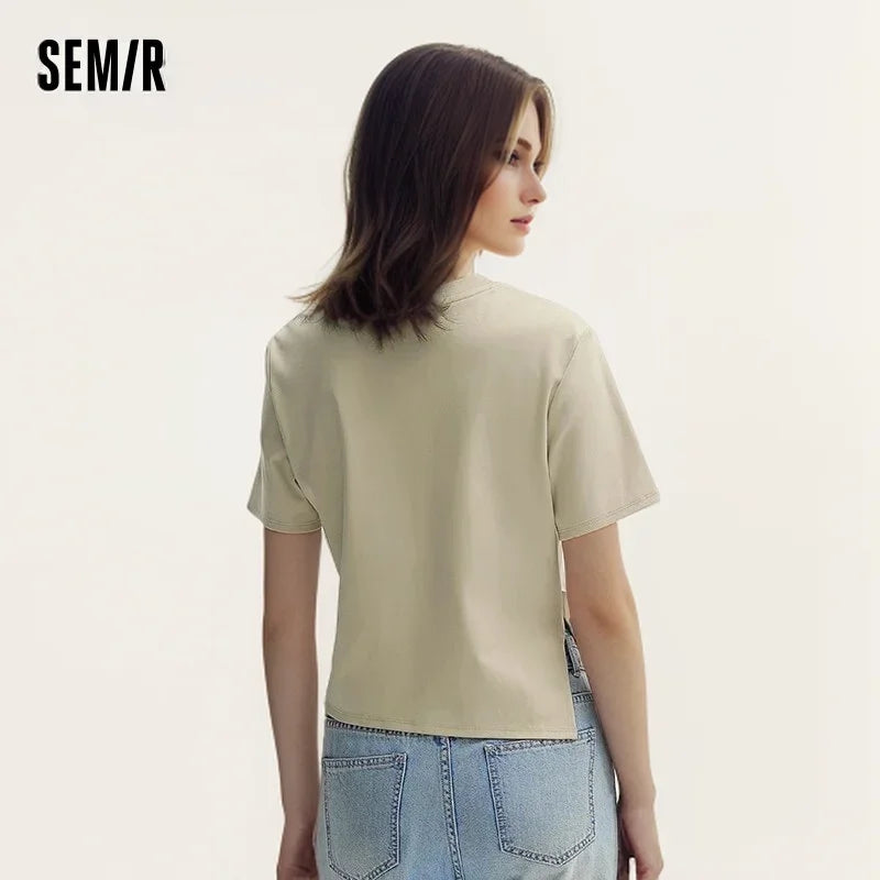 Slim Cotton T-Shirt for Women by Semir - Short Sleeve Stylish Tee