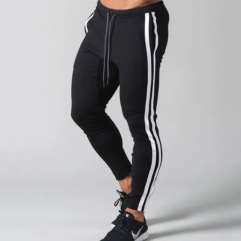 Men’s Fitness Striped Drawstring Sweatpants – Athletic Training Joggers