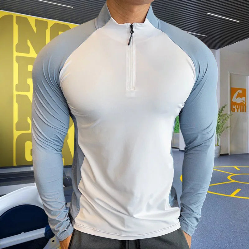 Men's High Collar Compression Fitness Sweatshirt - Various Colors