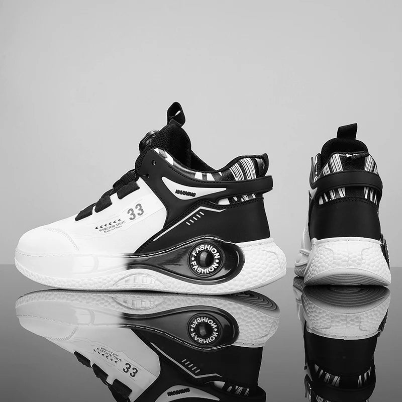 Men's Durable Sneakers with Rotating Tightening Disc – Non-Slip Lace-Up Athletic Shoes