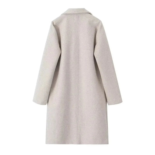 Women's Woolen Coat - Open Stitch Long Trench Coat for Women