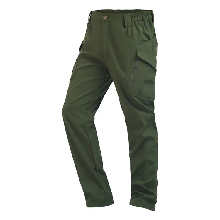 Men's Slim Fit Casual Pants with Multiple Pockets and Micro Elasticity