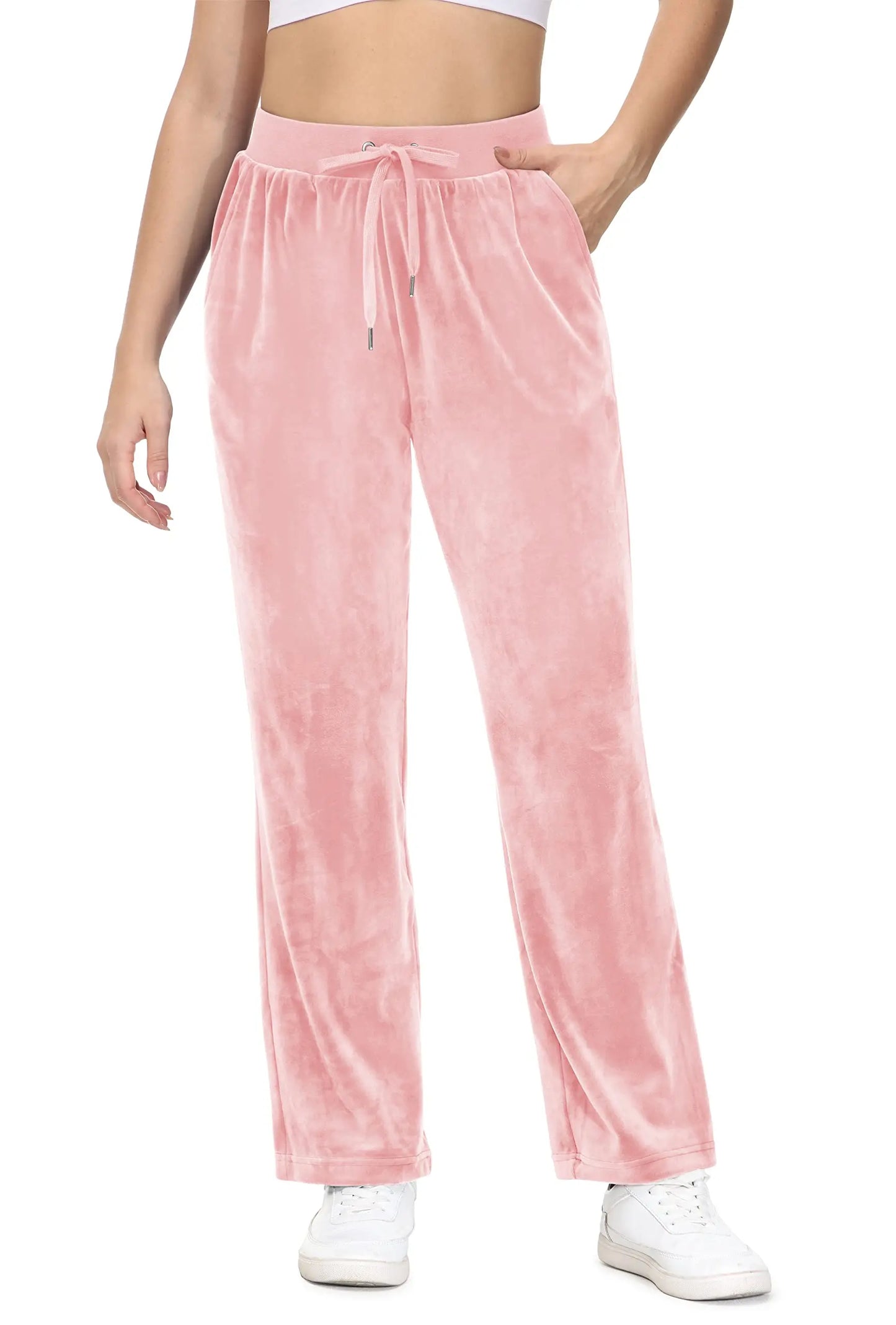Women's Fleece Jogger Sweatpants with Drawstring and Elastic Waist