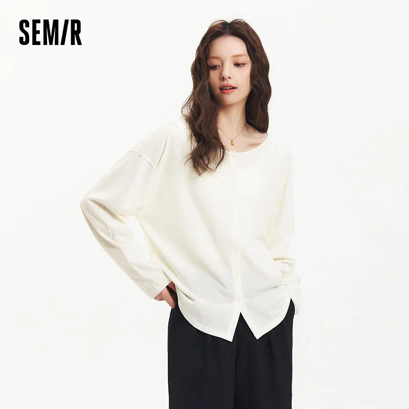 Elegant Women's Long Sleeve Loose Cardigan by Semir - Stylish & Comfortable Layering Essential