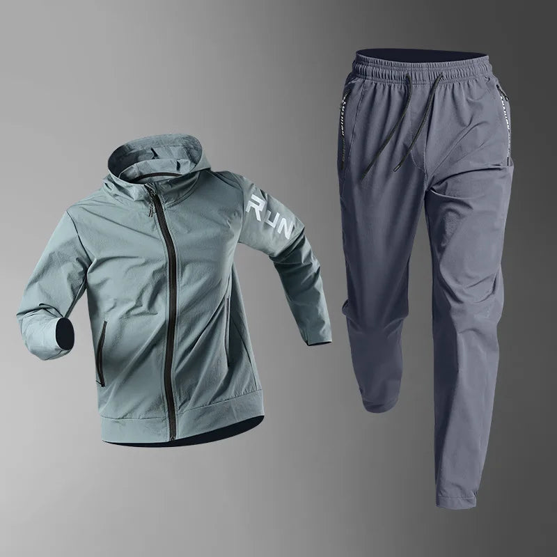 Men's Quick Dry Fitness Set: 2-Piece Jacket and Sweatpants Combo - Loose Fit