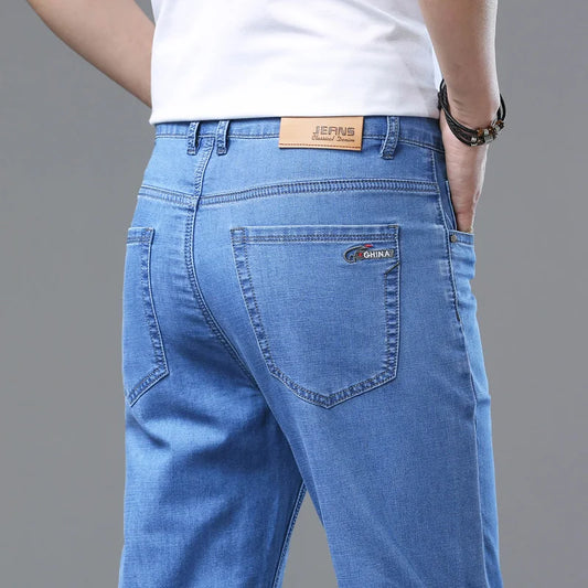 Men's Thin Stretch Denim Jeans - Classic Fit