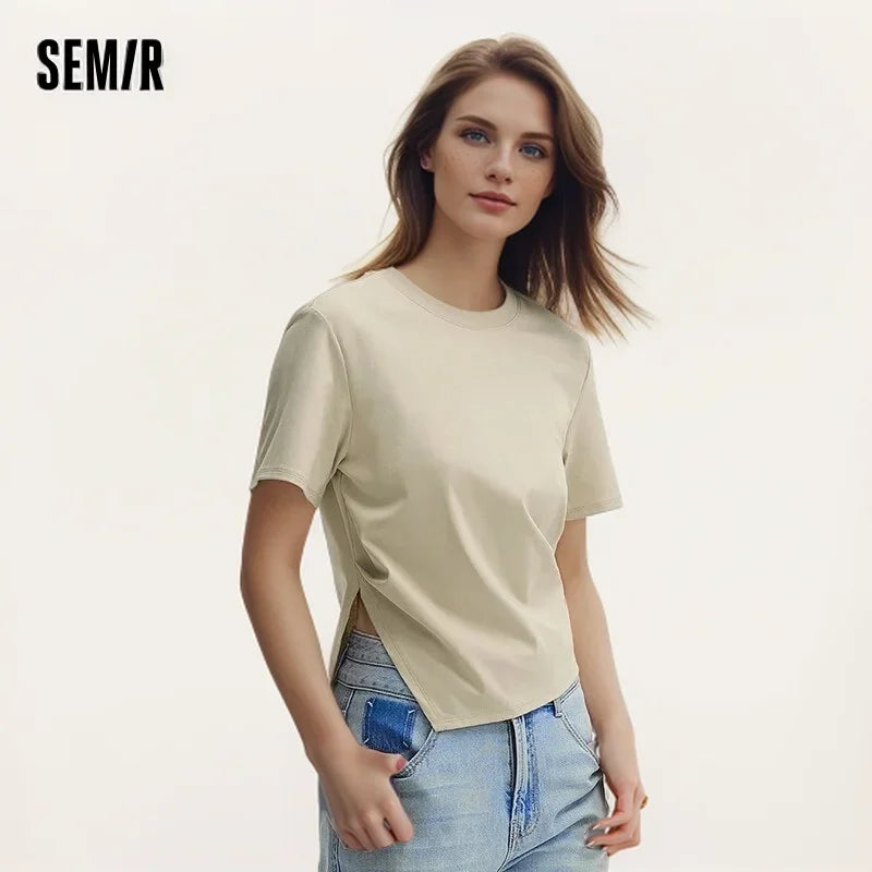 Slim Cotton T-Shirt for Women by Semir - Short Sleeve Stylish Tee
