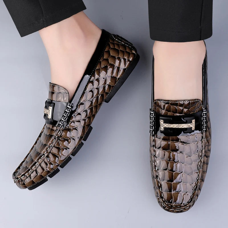 Men's Genuine Leather Slip-On Loafers – Stylish & Comfortable Dress Shoes for Men