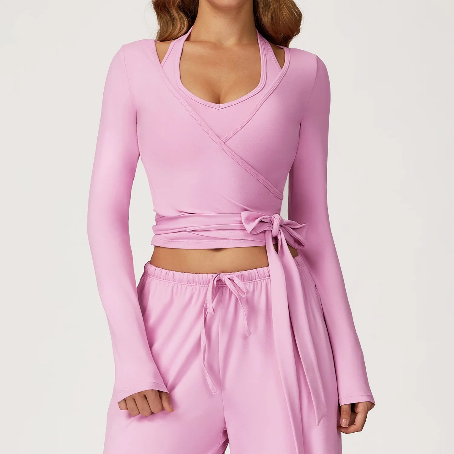Women's Two-Piece High Elastic Breathable Crop Sweater & Pants Set