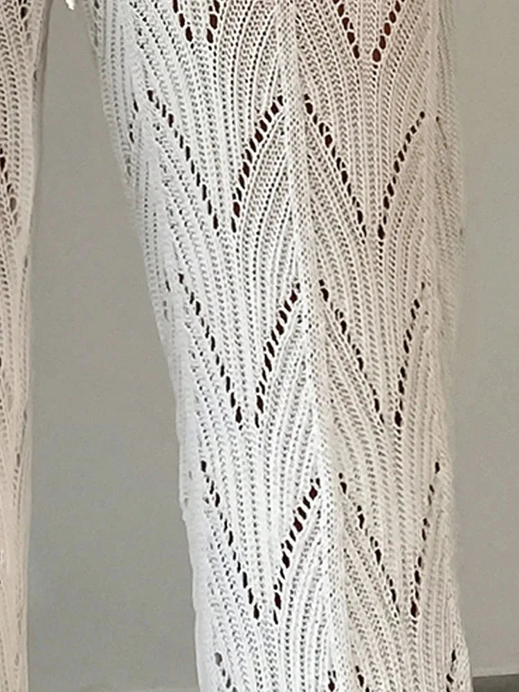 Women's Elegant Hollow Knit Pants - Stylish and Comfortable Knitted Trousers