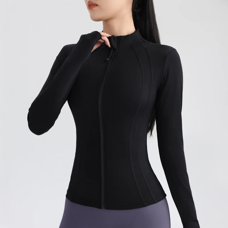 Women's Slim Fit Long Sleeve Zipper Sweater Jacket