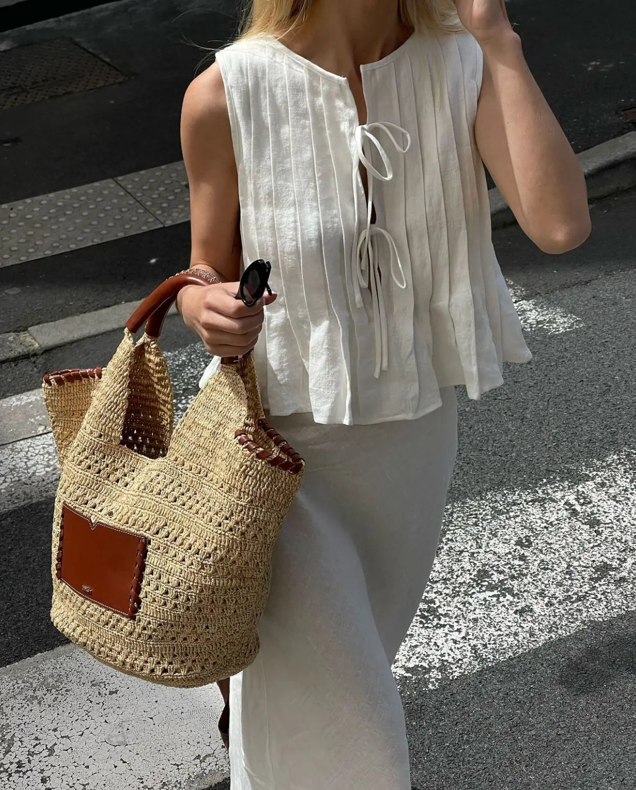 Ribbed Bandage Tank Top for Women with Hollow Cut-Out Sleeveless Design