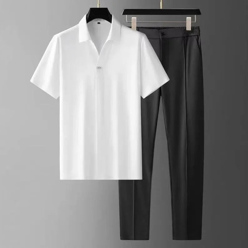 Men's Two-Piece T-Shirt and Pants Set - Stylish Casual Matching Outfit for Men