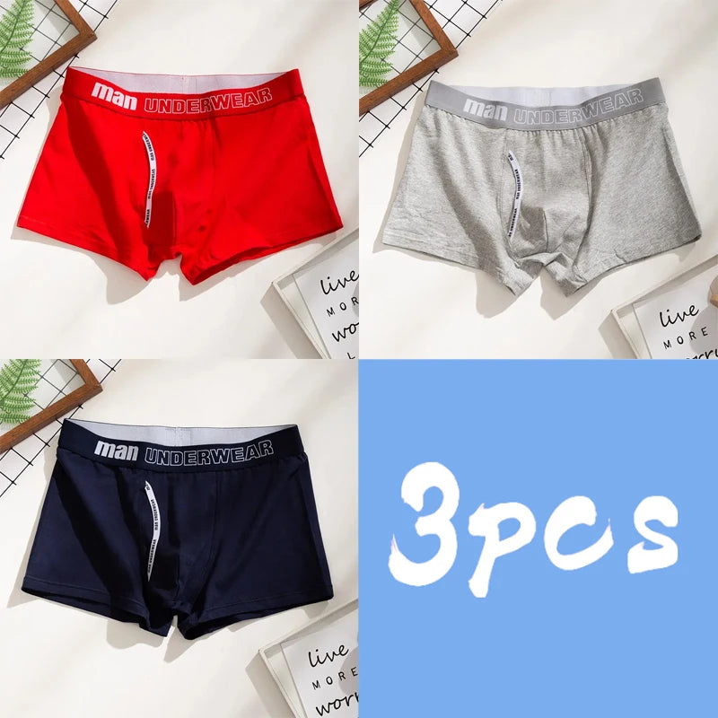 3-Pack Men's 100% Cotton Comfortable Fitted Boxers - Soft Close-Fitting Underwear