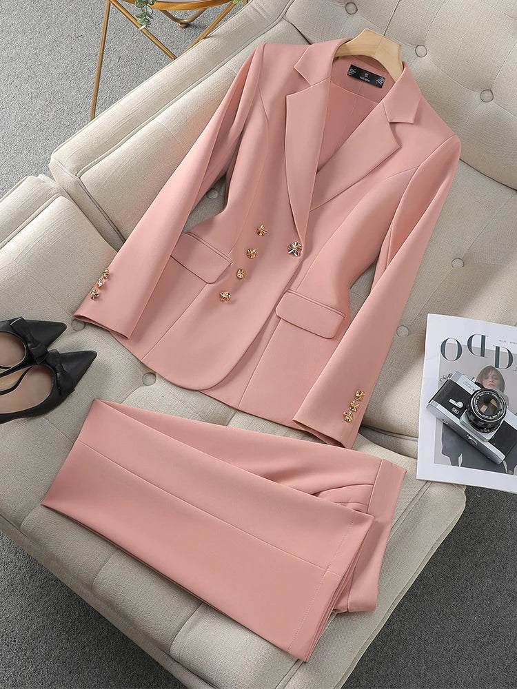 Women's Two-Piece Blazer and Pants Set - Stylish Women's Suit for Business & Casual Wear
