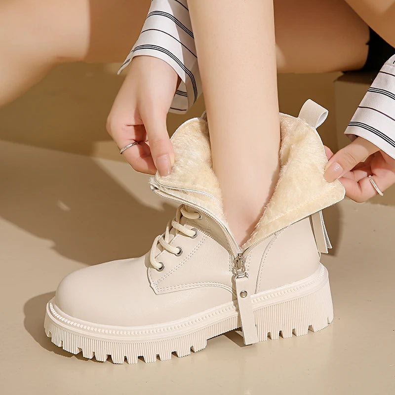 Women's Elegant Lace-Up Side Zipper Boots