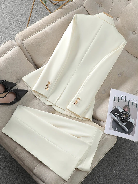 Women's Two-Piece Blazer and Pants Set - Stylish Women's Suit for Business & Casual Wear