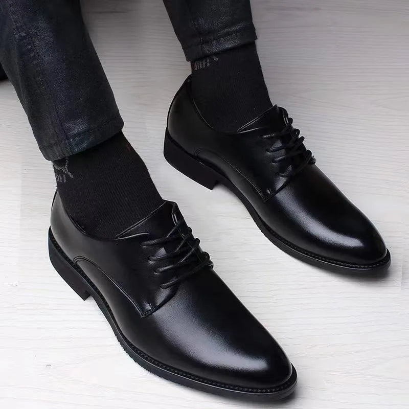 Men's Faux Leather Heightening Shoes - Stylish Elevated Men's Footwear