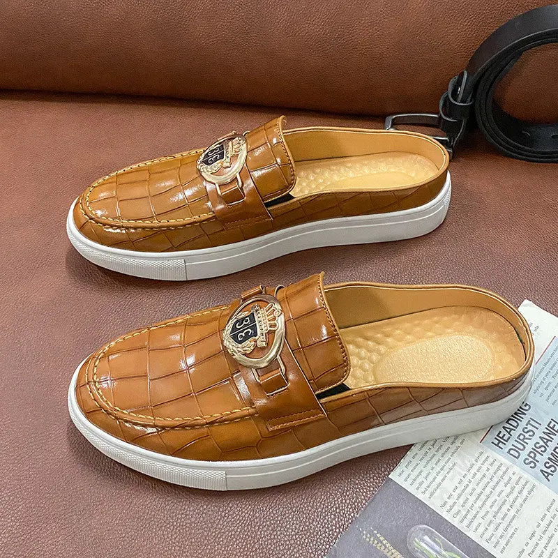 Men's Leather Breathable Loafers - Half Slip-On Dress Shoes