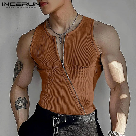 Incerun Men's Sleeveless Zipper Vest