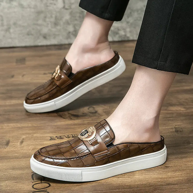 Men's Leather Breathable Loafers - Half Slip-On Dress Shoes
