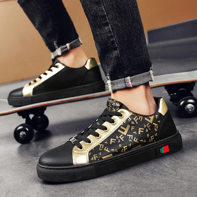 Men's Faux Leather Lace-Up Sneakers