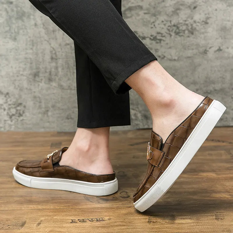 Men's Leather Breathable Loafers - Half Slip-On Dress Shoes