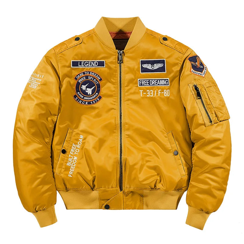 Men's Thick Warm MA-1 Aviator Pilot Style Bomber Jacket