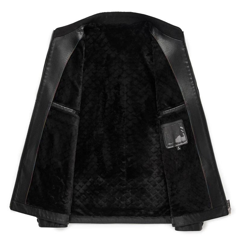 Men's Genuine Leather Stand Collar Jacket – Slim Fit Thin Design for Men