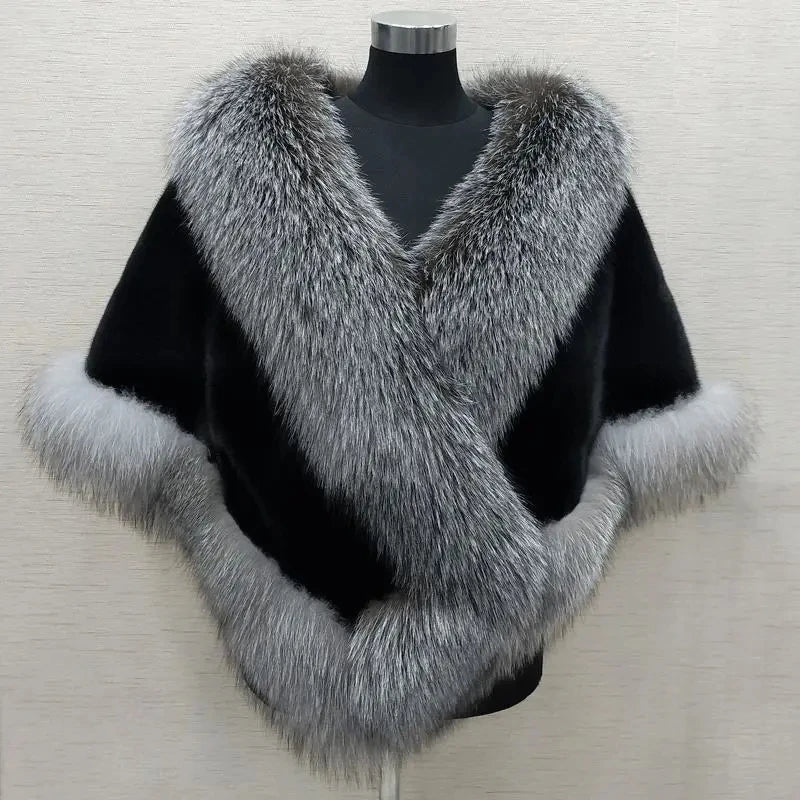 Women's Faux Fur Shawl Jacket - Thick, Warm, and Stylish Faux Fur Wrap