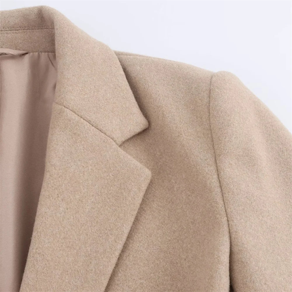 Women's Casual Button-Front Long Sleeve Lapel Coat