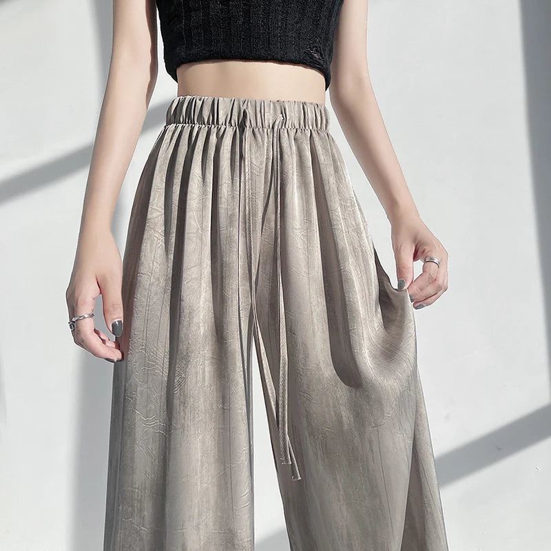 Retro Tie-Dye Wide Leg Pants for Women - Loose, Straight-Fit Boho Style Trousers